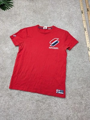 Superdry Shirt Mens M Medium Red Crew Neck Patch Felt Slim - Image 1 of 4