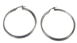 Pendientes tubo aro plata esterlina 925 vintage aros criollos 38 mm 1,5" Italia - Imagen 1 de 8