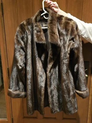 Abrigo de piel de visón real Neiman Marcus marrón mujer visón longitud media lujo caoba  Foto 1 de 4