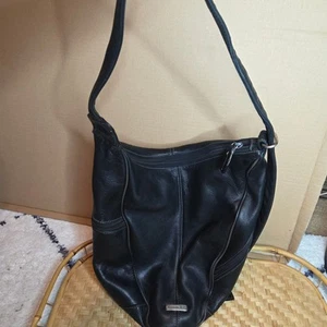 Tignanello Leather Hobo bucket Bag Shoulder Bag Everyday Purse Black *read* - Picture 1 of 13