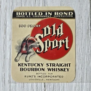 Vintage Bourbon Whiskey Label Old Sport Louisville Kentucky Dog Beagle Unpasted - Picture 1 of 4