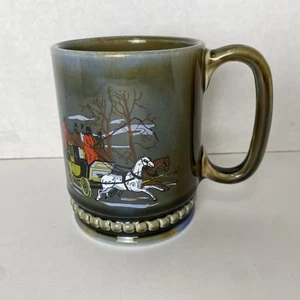 Wade Irish Porcelain Horse Drawn Carriage Coffee Cup  Ireland 10 oz. Green - Picture 1 of 6