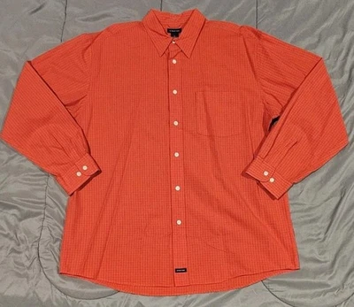 Vintage 90s Structure Shirt Mens XL Orange Stripes Checked Long Sleeve Button Up - Image 1 of 4