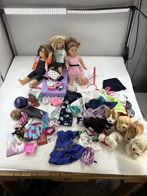 American Girl Doll & Accessories Lot 20+ Clothing 3 Dolls Pets & More - Image 1 of 4