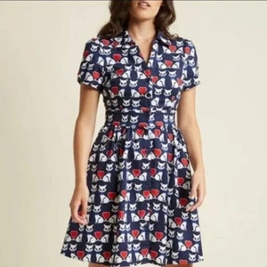 Fervour Modcloth Cat Lovers Tie Back Shirt Dress 3X - Picture 1 of 15