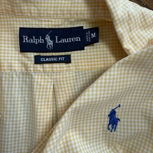 Camicia Ralph Lauren vintage uomo M gialla a quadri manica corta con bottoni classica - Foto 1 di 7