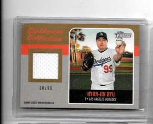 Camiseta usada Hyun-Jin Ryu 2019 Topps Heritage Clubhouse Collection Juego #/99 - Imagen 1 de 1