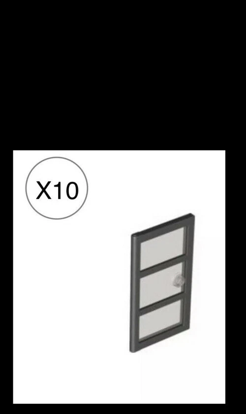 Lego 10 City Mini Figures Trans-black Glass Door 1x4x6 W/ 3 Panes,Stud Handle - Image 1 of 1