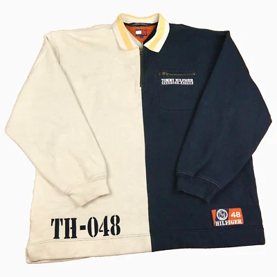 Camiseta moletom vintage Tommy Hilfiger XL masculina anos 90 1/4 zíper pulôver navegador 🔥 - Imagem 1 de 4