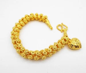 Detailed 22K 24K THAI BAHT YELLOW GOLD GP Pikun Flower Bracelet Jewelry Women - Picture 1 of 3