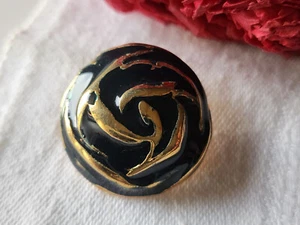 Gros bouton vintage en métal doré bouton de rose lourd 2,6 cm G3L - Foto 1 di 5