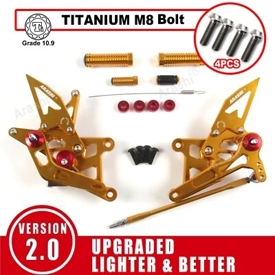 Reposapiés ajustable para Honda CBR300R/ABS 2015-2023 + tornillos pernos M8 Foto 1 de 4