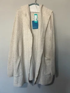 Market & Spruce Womens XL Cream Waffle Stitch Hooded Long Open Front Cardigan - Picture 1 of 4
