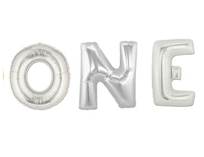 16 40 inch One First Birthday 1 Month Baby Shower Letter Floated Ballloons Decor - Image 1 of 4