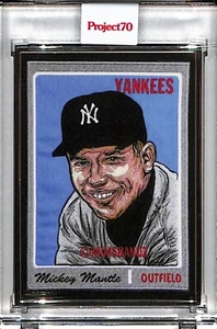 2021 TOPPS PROJECT 70 #343 MICKEY MANTLE BY MIMSBANDZ  P70 AP SILVER FRAME 50/51 - Picture 1 of 2