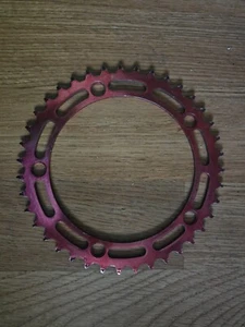 OLD SCHOOL BMX ORIGINAL 80s SHIMANO 39 TOOTH GEAR RED CHAINRING SPROCKET - Picture 1 of 2