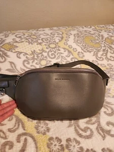 Melie Bianco Vegan Faux Gray Leather Fannie Pack Pouch Crossbody Handbag Purse - Picture 1 of 9