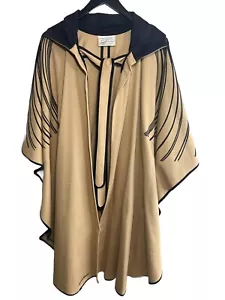 Impresionante Poncho Margareta Forslund Diseño Gran Tamaño Negro Tostado Capa con Capucha - Imagen 1 de 8