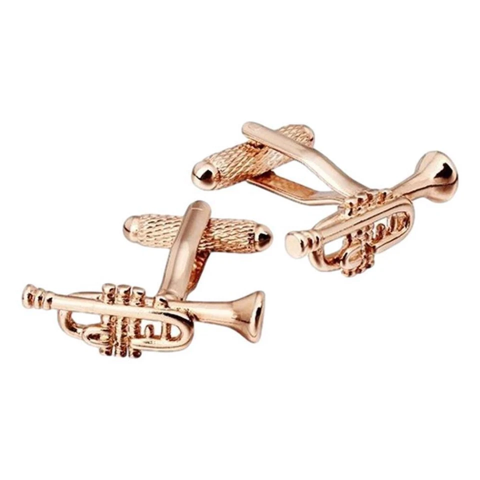 Trumpet rose gold-plated torpedo cufflinks in padded gift box Foto 1 de 1