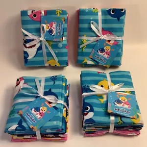 Lot Of 4 Baby Shark Fat Quarter Fabric Bundles - 5 Quarters In Each 100% Cotton - Picture 1 of 5