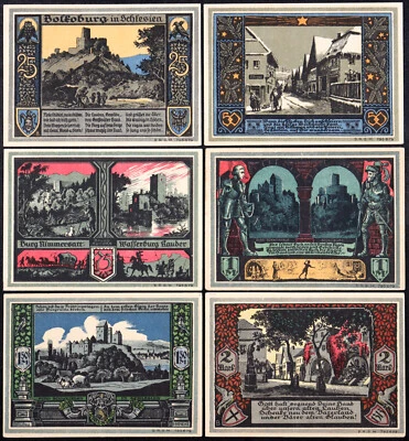 BOLKENHAIN / BOLKÓW 1922 "Caballeros y Castillos" Serie Completa Color Notgeld Foto 1 de 2