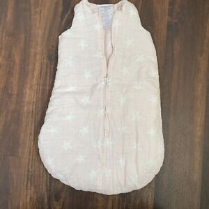 Aden & Anais Sleep Sack Sleeping Bag Medium 6 - 12 Months Pink White Stars