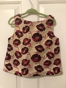NWT Janie & Jack Girls Holiday Gold Floral Burgundy Rose Jacquard Top Shirt Sz 5 - Picture 1 of 5