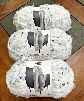 3 skeins :  2 new /01 barely used Loops & Threads Cozy Boucle Yarn BREEZY Blue - Image 1 of 4