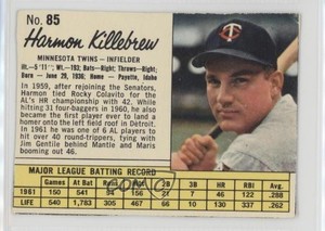 1962 Jell-O Harmon Killebrew #85 HOF