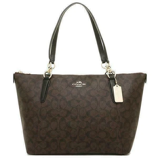 COACH F58318 Ava Women's Signature Tote Handbag - Brown/Black