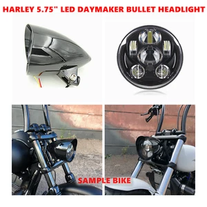 5.75" gloss black LED daymaker bullet headlight Harley LOW RIDER FAT STREET BOB - Bild 1 von 6