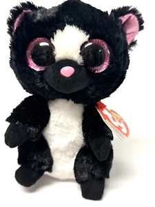 TY BEANIE BOOS~FLORA THE SKUNK 6" PLUSH~WITH TAG NMWT - Picture 1 of 9