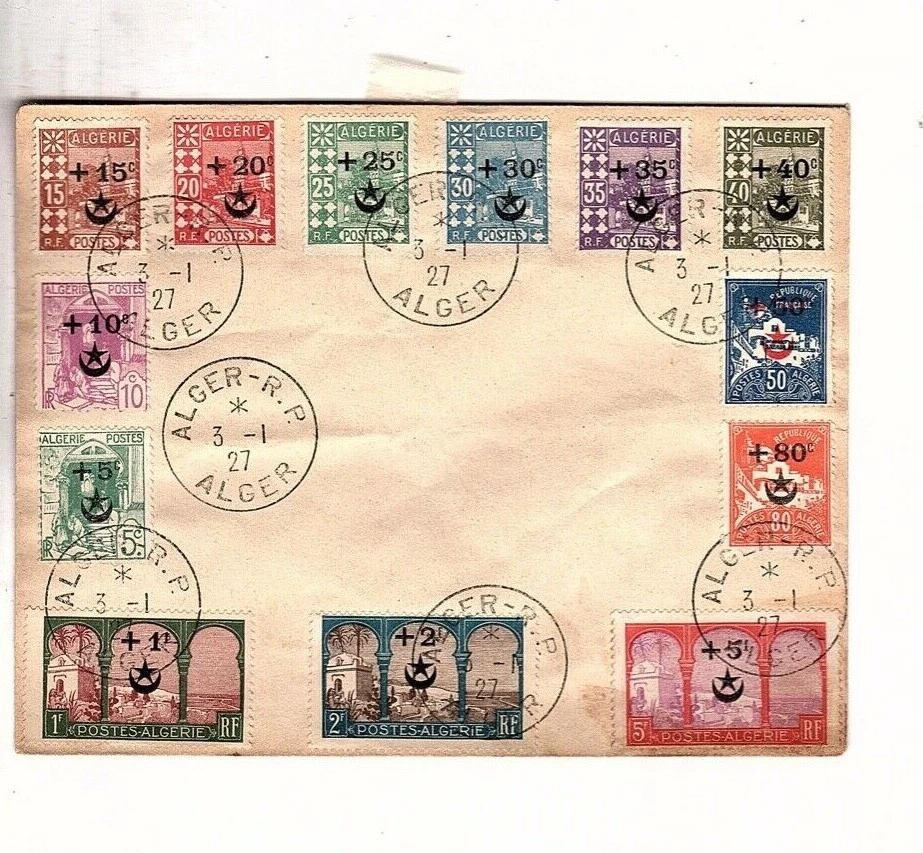 Algeria Alger French  First Day cover 1927 FDC Complete Stamp Set B1-11 (aa3 - Image 1 of 1