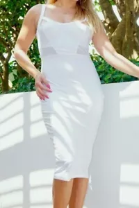 WHITE SEXY TIGHT COCKTAIL EVENING DINNER PARTY DRESS - Picture 1 of 2