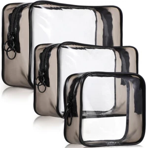 3 Pcs Makeup Storage Bag Vacation Travel Unisex Toiletry Plastic Bags - Picture 1 of 12