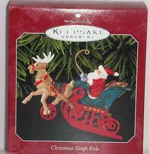 Hallmark Ornament Christmas Sleigh Ride Santa Reindeer 1998 Holiday Vintage - Picture 1 of 2