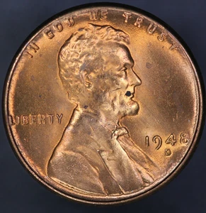 1948 D LINCOLN CENT BU FRESH FROM ORIGINAL ROLL -LOT 9362 - Picture 1 of 2