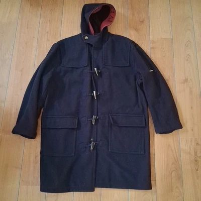 Abrigo de Lona de Lana Azul Marino Hecho en Italia Hiedra Oxford XL con Bolsillos Foto 1 de 4