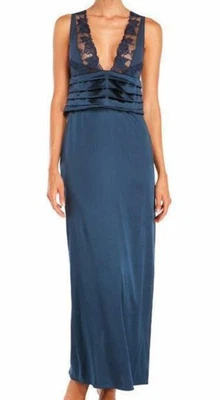 La Perla Silk Pintuck Nightgown S Negligee Midnight Blue Navy Long $1114 - Image 1 of 2