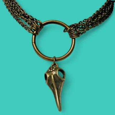 CADENAS DE BRONCE PÁJARO CALAVERA GARGANTILLA capas collar junta tórica cuervo cuervo punk C1 Foto 1 de 4