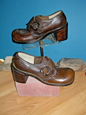 1970-х коренастый платформе Bump носок ремень обуви США женщин 8 1/2 N - Изображение 1 из 4