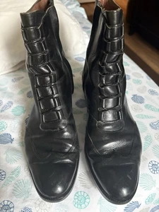 Cole Hasn’t F6042 Black Side Zip Victorian Leather Ankle Boots Women’s 6.5 AA - Picture 1 of 5