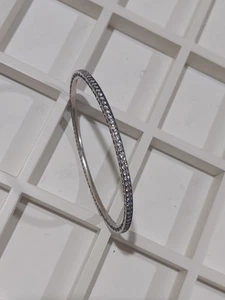 Genuine Pandora Silver CZ Twinkling Forever Oval Bangle Bracelet 20cm Retired - Picture 1 of 3