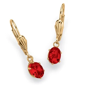 Simulated Birthstone Goldtone Drop Earrings - Picture 1 of 5