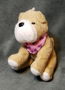 Ross Sportswear For Girls Tan Puppy Dog Plush 6" Pink Bandana Animal Adventure - Picture 1 of 6