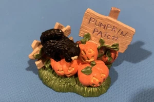 Midwest Importers Creepy Hollow Halloween Black Watch Cat Over Pumpkin Patch - Picture 1 of 4