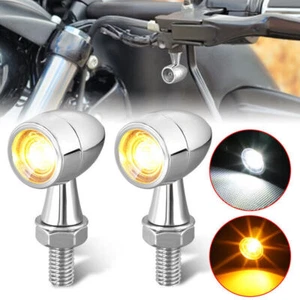 Señales de giro LED cromadas para motocicleta bala intermitente mini luces para Cafe Racer - Imagen 1 de 12