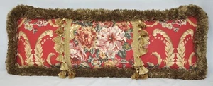 Fringed Accent Pillow made w Ralph Lauren Marseilles Red Floral Fabric - Picture 1 of 2