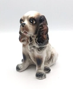 Vintage Cocker Spaniel Dog Porcelain Figurine Brown and White Sitting Japan 6.5" - Picture 1 of 7