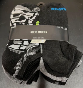 Steve Madden Men NO SHOW ANKLE SOCKS Black Whtie Gray SIZE 6 - 12.5 8 Pairs NEW - Picture 1 of 5